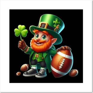 Football Leprechaun Shamrock Irish St Patricks Day Posters and Art